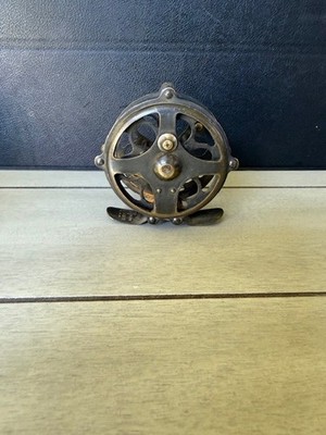 brass skeleton fly reels Vintage Pflueger Progress 60 Brass Skeleton Fly Reel - Bulldog Logo