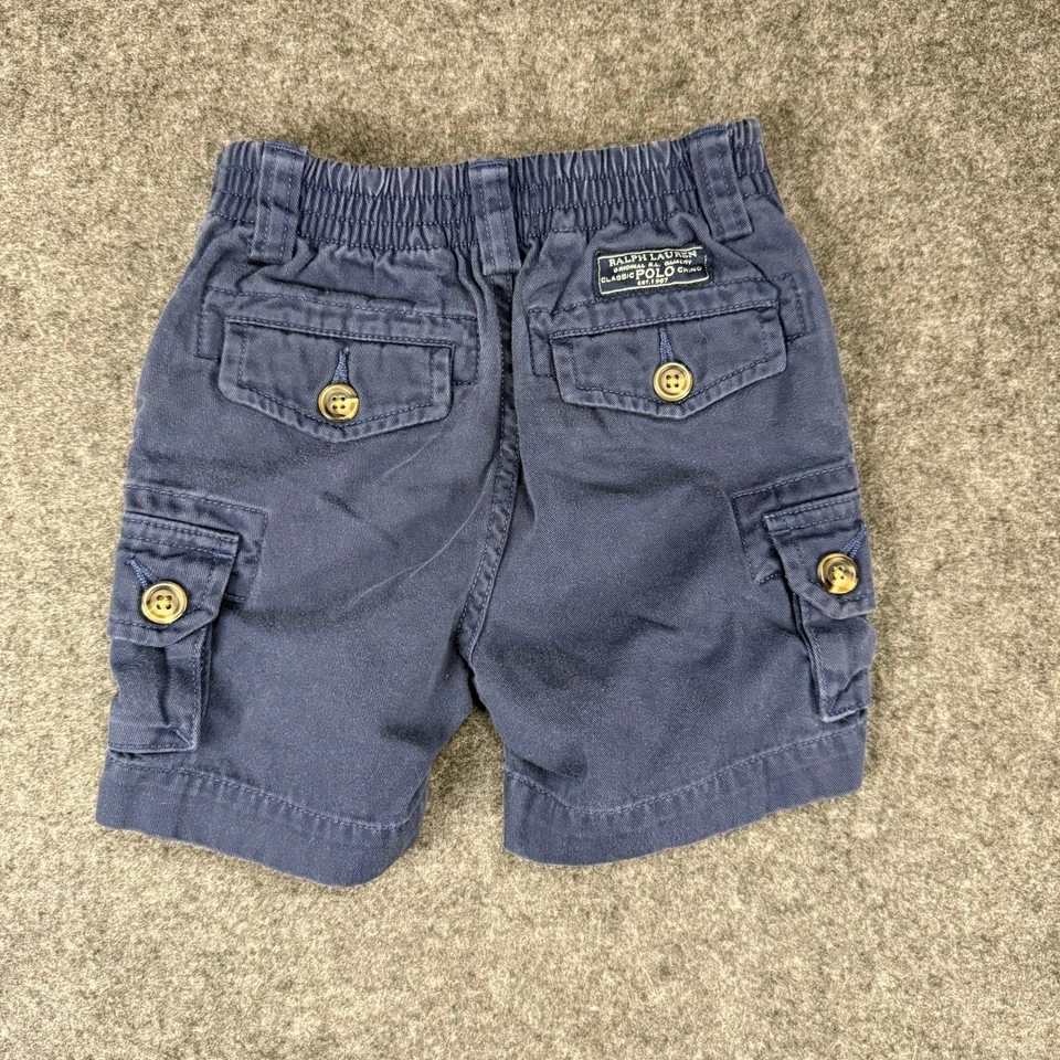 VTG Ralph Lauren Polo Cargo Shorts - Kids Baby Boy, Blue, Casual Bottoms 12 MOS - Image 2 of 4