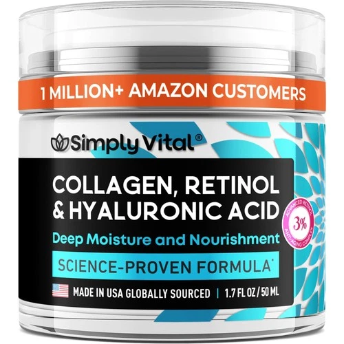 Collagen Retinol & Hyaluronic Acid Cream - Anti-Aging Face Moisturizer for Fa...
