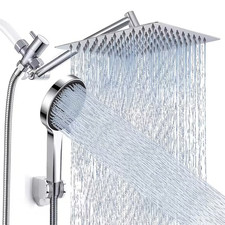 High Pressure Rainfall Handheld Shower Head Combo 9 Settings 11" Arm