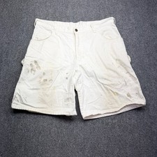 Y2k Sherwin Williams Mens Painter Carpenter Shorts White Distressed Size 38