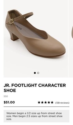Capezio 550 Jr Footlight Tan Character Shoes Size 5 M New In Box Tap