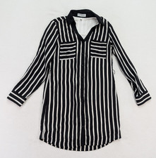Express Portofino Shirt Dress Women's Size S Black White Stripe Long Sleeve