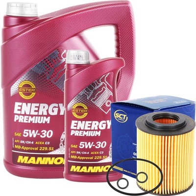 SCT ÖLFILTER + 6L MANNOL ENERGY 5W-30 MOTORÖL passend für OPEL ASTRA COMBO