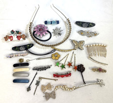 Vintage Estate Jewelry Lot Hair Clips Pins Co...