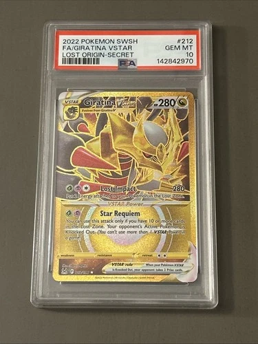Pokemon TCG: Giratina VSTAR (Secret) 212/196 Swsh11: Lost Origin Holo PSA 10