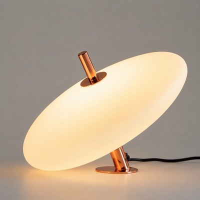 Sculptural Pebble Table Lamp   Opal LED Touch Light in Rose Gold