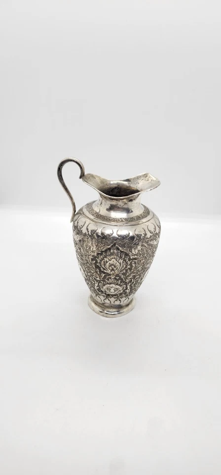 Antiguo arte persa Niello Silver Ewer, 84 Zolotnik, obra maestra Qalamzani Foto 4 de 4