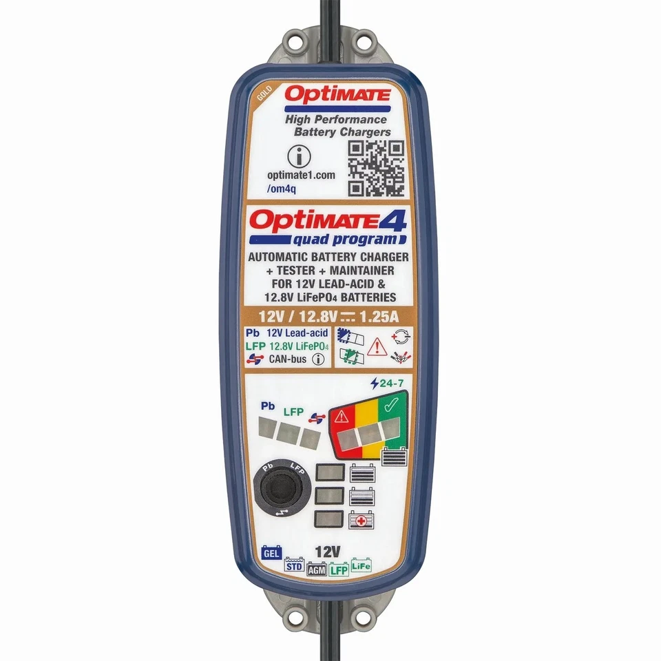 CHARGEUR DE BATTERIE OPTIMATE 4 QUAD PROGRAM TM630 12V (CHARGE TEST ET