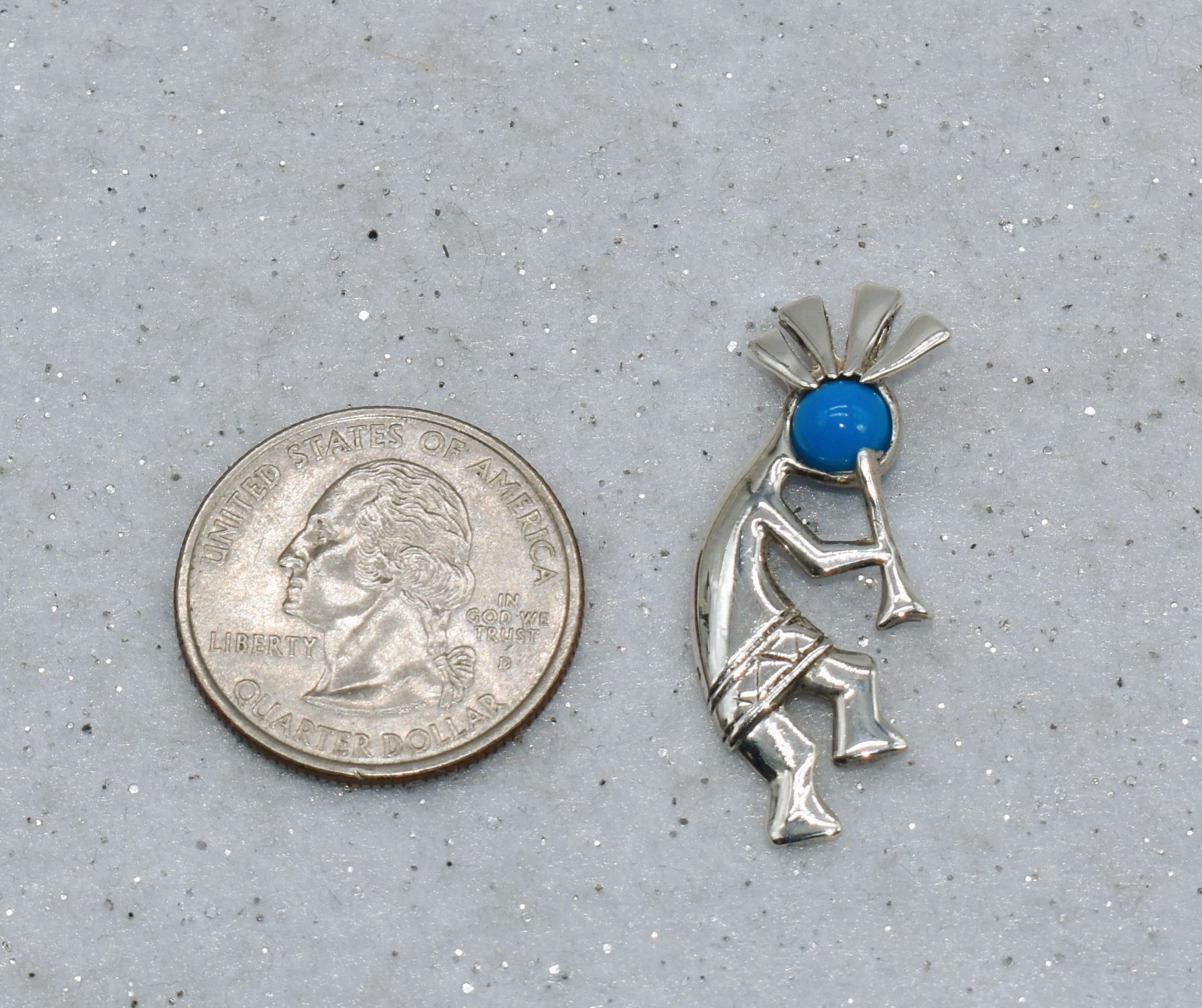 Simulated Turquoise Sterling Silver Kokopelli Sou… - image 4