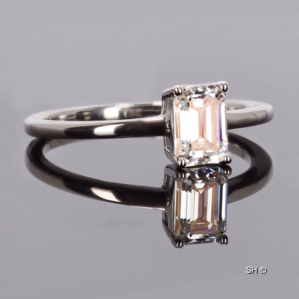 1 Karat Solitär Ring im Emerald Cut, Moissanit, Neu m Zertifikat, 925 S. Größe 7 - Bild 4 von 4