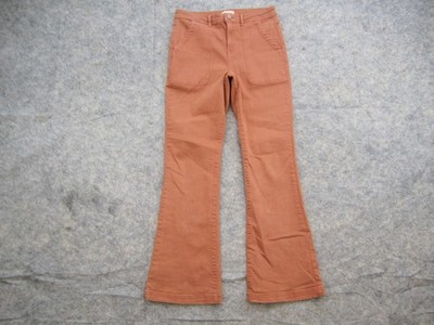 Knox Rose Pants Womens 8 Orange Stretch Chino Flare Patch Pocket Casual Utility