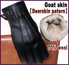 High-end Leather Gloves for Men and Women Deerskin Textured Goat Leather Winter