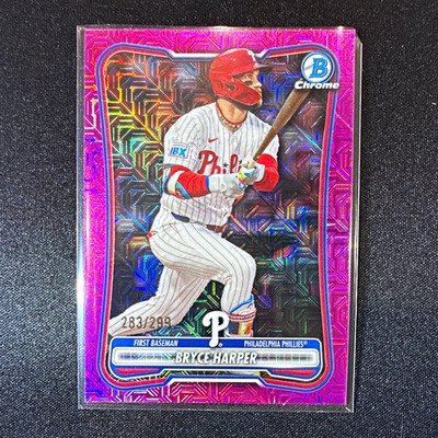 2025 Topps Bowman Chrome Bryce Harper Pink Mojo Refractor #7 Phillies 283/299