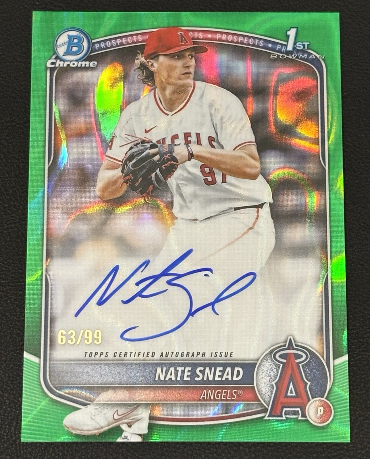 2025 Bowman Draft Chrome /99 Green Lava Auto Nate Snead CPA-NSN