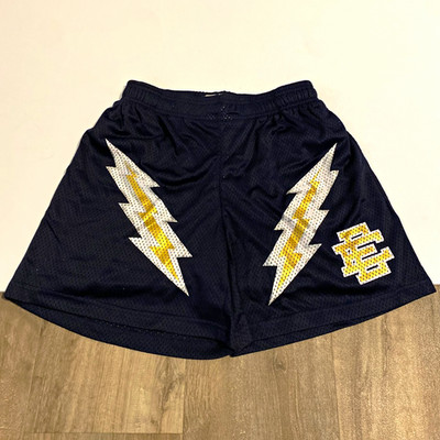 Eric Emanuel Men s Navy Solid Mesh Athletic Shorts Drawstring EE Logo, Small