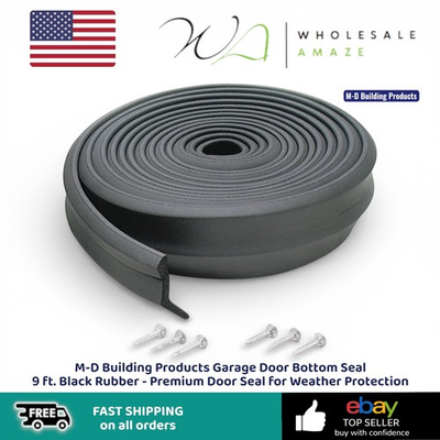 #ad M D Building Products Garage Door Bottom Seal 9 ft. Black Rubber Premium Door $14.99