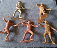 Lot of 5 Vintage Marx Western Figures 6 Inch Cowboys Indians Davy Crockett 1960s