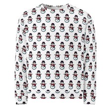 White Snowman Graphic Winter Pattern PopFelix Designer Unisex Sweatshirt