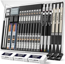 35PCS Art Mechanical Pencils Set, 3 PCS Metal Drafting Pencil 0.5 mm & 0.7 mm &