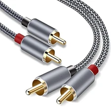 RCA Cable, 20 Feet/6m Audio 2 Male to 2 Male Subwoofer Nylon-Braided Auxiliar...