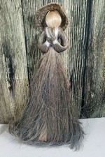 Corn Silk Sisal Primitive Farm Girl Angel Folk Art Christmas Tree Topper Vintage