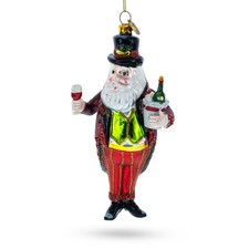 Sommelier Santa with Wine Glass Ornament