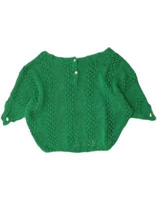 VINTAGE Damen Crop 1/2 Arm U-Boot Ausschnitt Pullover Pulli UK 20 2XL grün AJ04