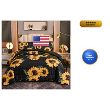 Ntbed Black Sunflower Comforter Set King Yellow Floral Botanical 3 Pieces