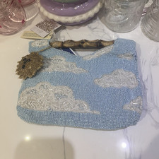 Blue Beaded Embroidered Cloud Pattern Top Han...