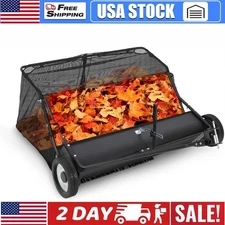 42" Lawn Sweeper Tow Behind 21 Cu.Ft Capacity Pull Behind Yard Sweeper Large