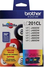 New Genuine Brother LC201 Cyan Magenta Yellow 3PK Ink Cartridges
