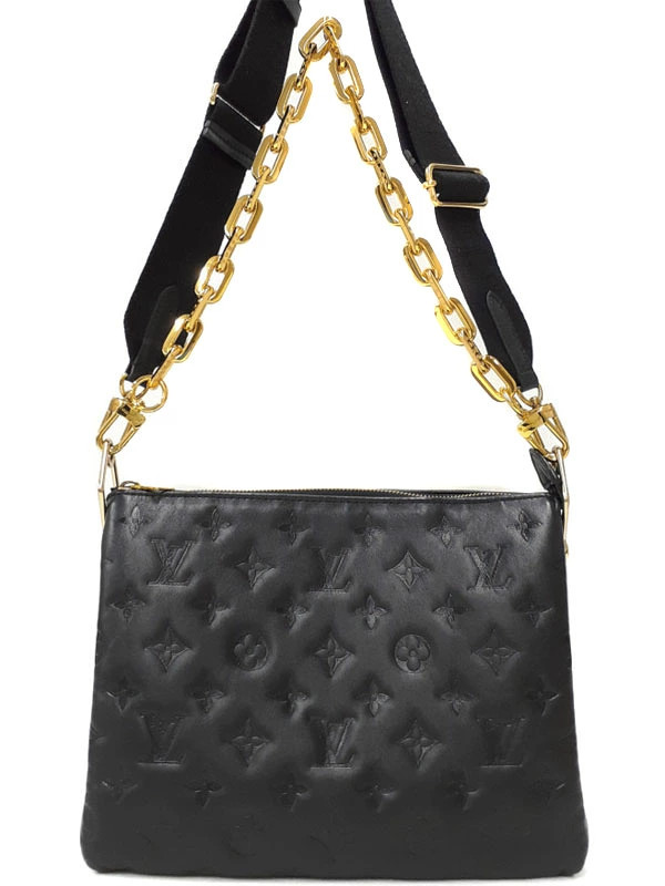Louis Vuitton Monogram Coussin PM M57790 Lambskin Noir Shoulder Bag #TB3949