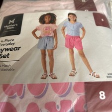 New Member's Mark Girl's 4-Piece Mix Match Two Tees Two Shorts Set Size 8