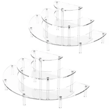 3 Tier Acrylic Display Risers 2 Pack, Half Moon Cupcake Stand, Clear Perfume ...