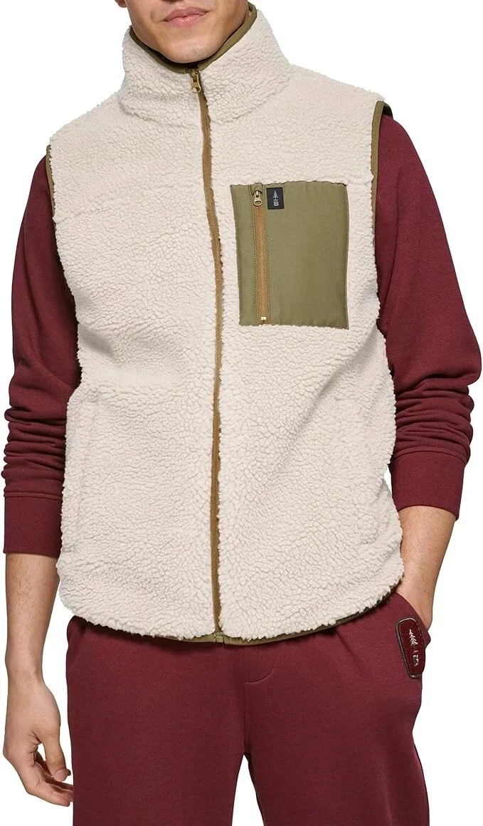 Bass Outdoor Mens Coastal Fleece Full Zip Vest Size XL In Khaki
