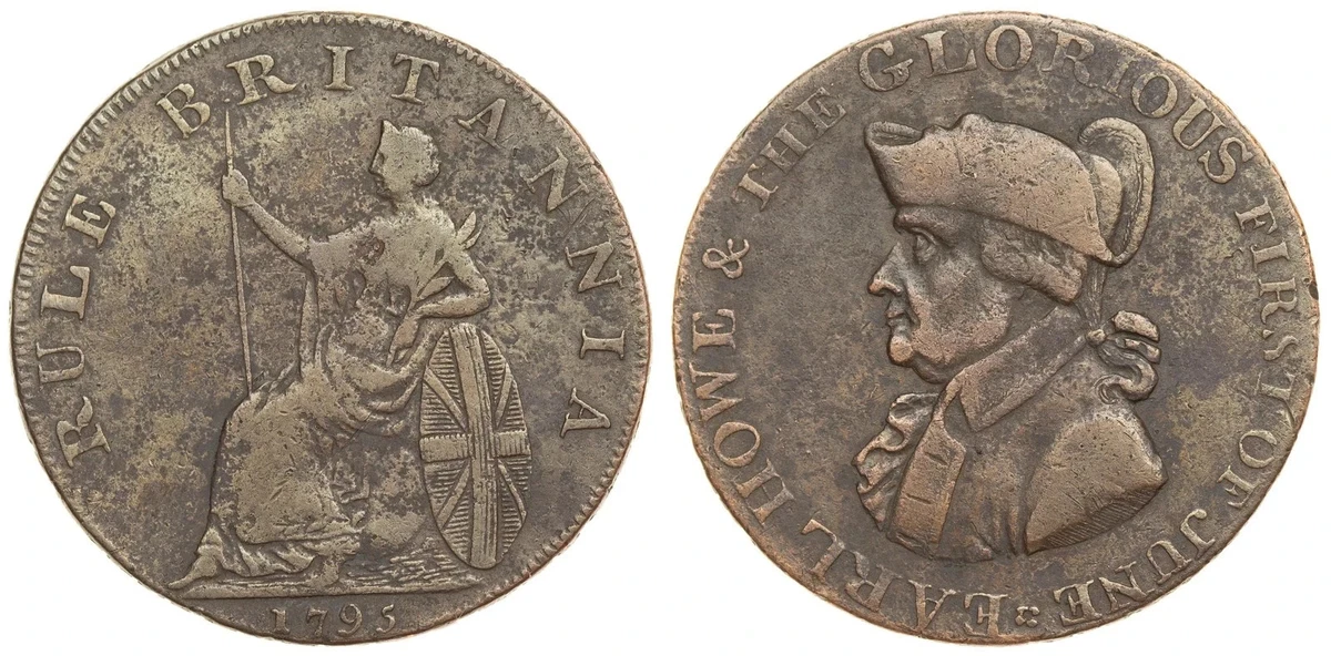 1795年ハーフペニートークン銅貨ウェールズ王女ミドルセックス　ナショナル Middlesex. Half Penny. 1795. Princess of Wales. – Coins4all