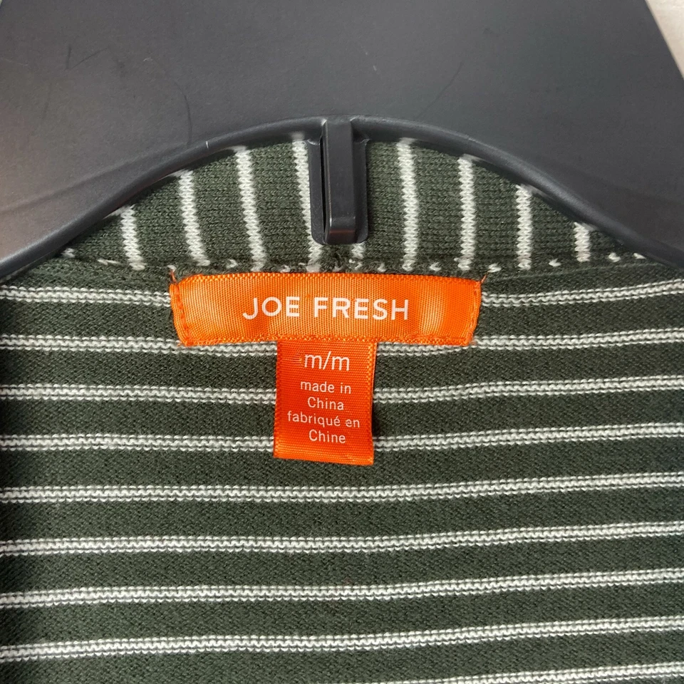 Joe Fresh Suéter Mujer M Verde Algodón Rayas Manga Larga Cárdigan Frente Abierto Foto 3 de 4