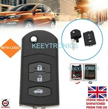 3 Button for MAZDA 2 3 5 6 RX8 MX5 FLIP REMOTE KEY FOB CASE & BLADE + Logo #A71