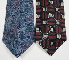 Mulberry Silk Ties Leaf Circles Stripes Red Blue Green Pink Gold Black Set Of 2