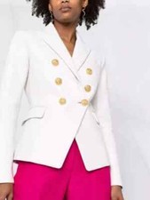 New Casual Stylish Formal White Women's Blazer Genuine Lambskin Leather Handmade
