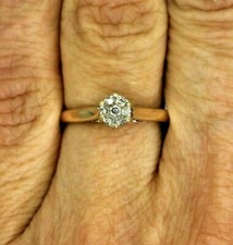 9ct 9k Gold 0.10ct Diamond Cluster Ring Size 5 1/2 - K 1/2