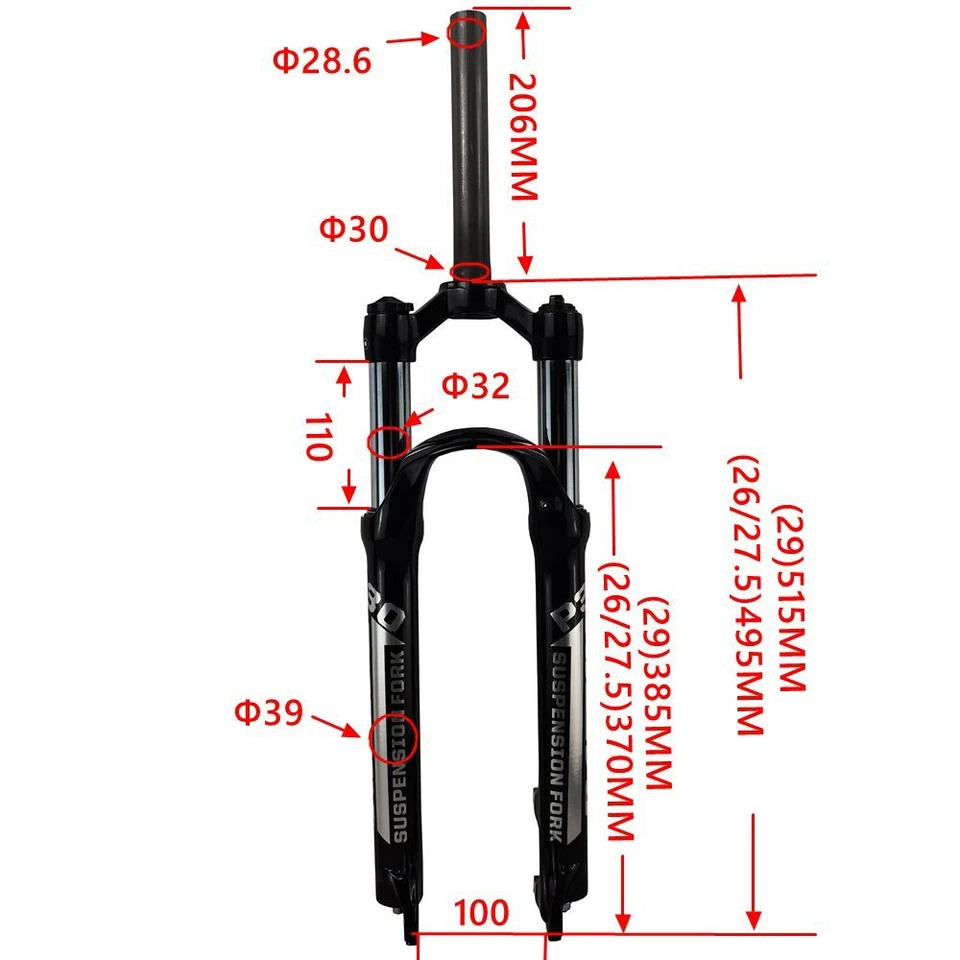 MTB Bicycle Fork Supension OIL 26/27.5/ 29er Inch Mountain 32 RL100mm Fork Alloy - Image 2 of 4