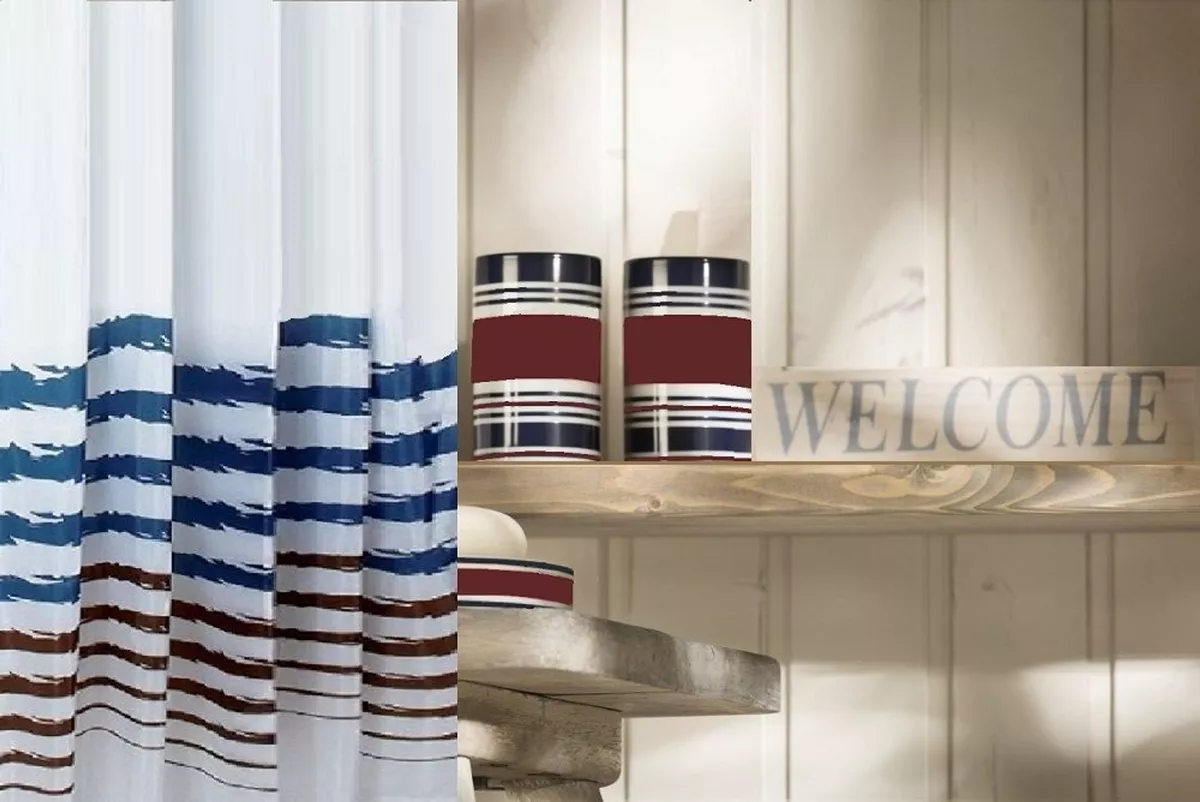Shower Curtain SUSA Red White Blue 180 x 200 Cm. Valuable