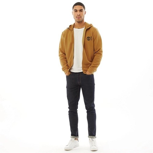 Timberland Mens Branded Full Zip Sweat Hoodie - Brown / Medium - Picture 3 of 3
