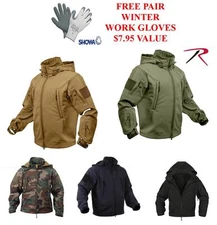 Rothco Special Ops Waterproof Tactical Soft Shell Jacket (Free Gloves Included)