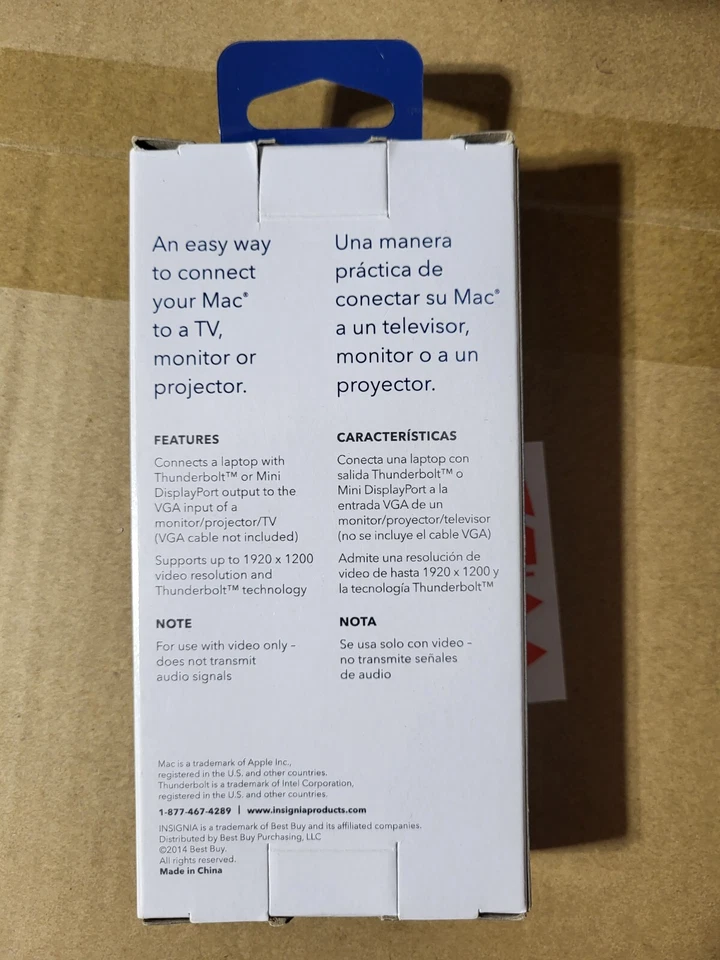  INSIGNIA MINI DISPLAY PORT TO VGA ADAPTER FOR MACBOOK & iMAC - NS-PD94593-C - Image 2 of 2