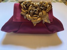 Mary Norton Cranberry Satin Evening Clutch