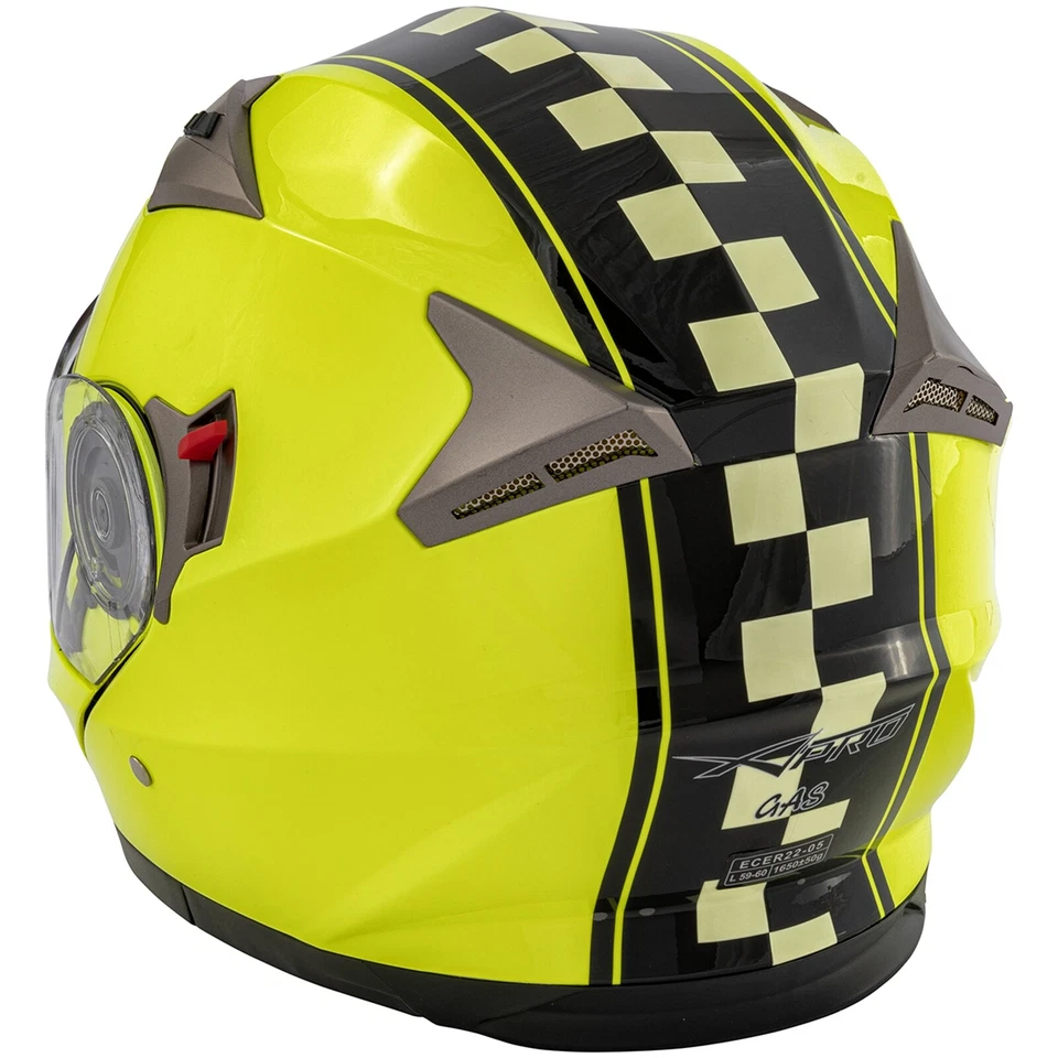 Casco Abatible Touring Moto Grafica Aprobado ECE 22 Visera Doble Fluo - Imagen 4 de 4