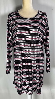 Victoria Secret Pajama Shirt XS Slip Nightgown Dress Cotton Long Sleeve Black